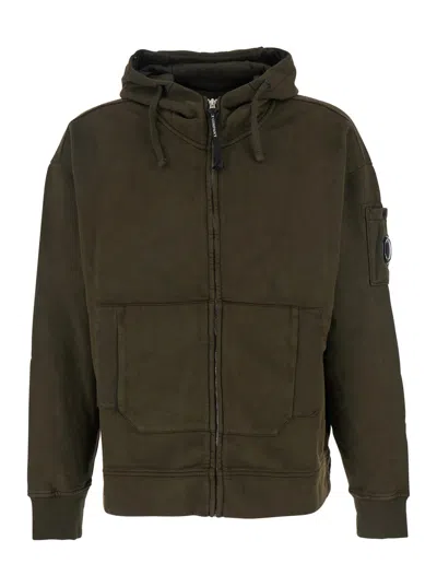 C.P. COMPANY C.P. COMPANY MEN SWEATSHIRTS HOODED OPEN IN BRUSHED EMERIZED DIAGONAL FLEECE