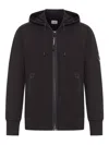 C.p. Company Sweatshirts Hooded Open In Diagonal Raised Fleece Clothing In Black