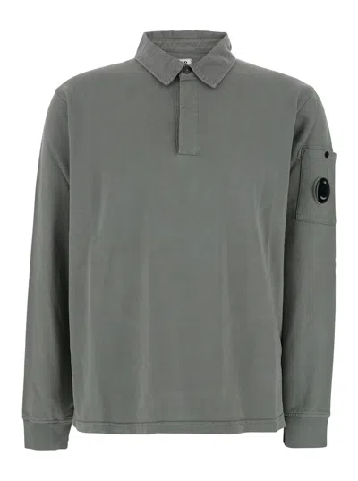 C.p. Company Men Sweatshirts Polo Collar In Light Fleece In Green