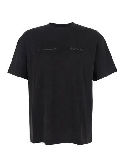 C.P. COMPANY C.P. COMPANY MEN BLACKT-SHIRT WITH LOGO ON THE FRONT IN COTTON MAN