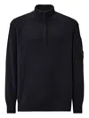 C.p. Company C.p.company Half Zip Sweater With Lens Detail In Blue