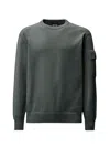 C.p. Company Crew Neck Long Sleeve Sweater With Patch Pocket In Green