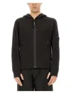 C.p. Company C.p.company Diagonal Raised Fleece Full Zip Hooded Sweatshirt In Black