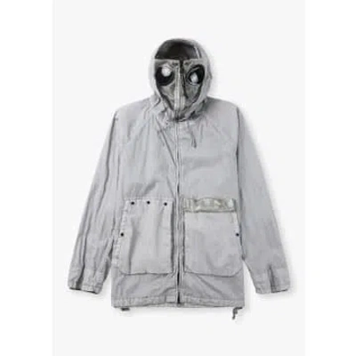 C.p. Company Mens 50 Fili Gum Mixed Zipped Goggle Jacket In Drizzle In Gray