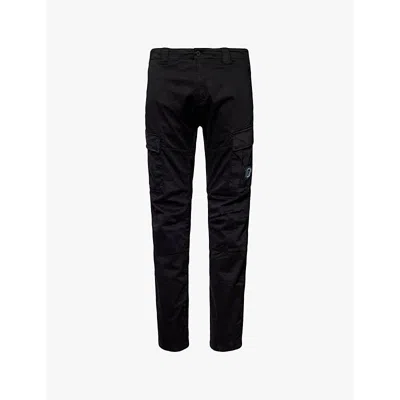 C.p. Company Cp Company Mens Black Brand-lens Regular-fit Stretch-cotton Trousers