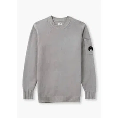 C.p. Company Mens Chenille Cotton Knit Sweatshirt In Drizzle In Gray