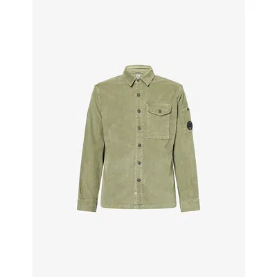 C.p. Company Mens Corduroy Long-sleeve Cotton-blend Shirt Seagrass In Green