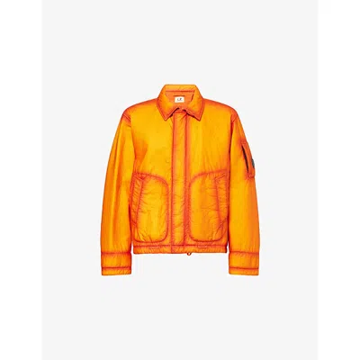 C.p. Company Mens Cp Company Feltro Bi-film Crinkle Overshirt In Orange