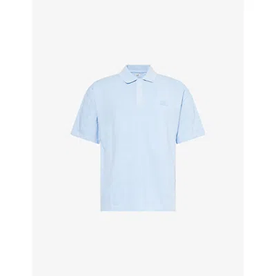 C.p. Company Mens Cerulean Jacquard-knit Logo-embroidered Cotton Polo Shirt Xxl