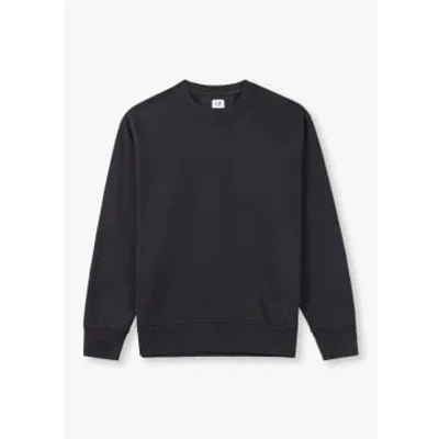 C.p. Company Mens Diagonal Fleece Logo Sweatshirt In Total Eclipse In Black