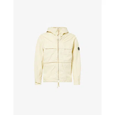 C.p. Company Mens Frozen Dew Micro-reps Hooded Lens Cotton Jacket In Neutral