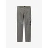 C.p. Company Mens Gunmetal Logo-patch Straight-leg Stretch-cotton Cargo Trousers In Gray