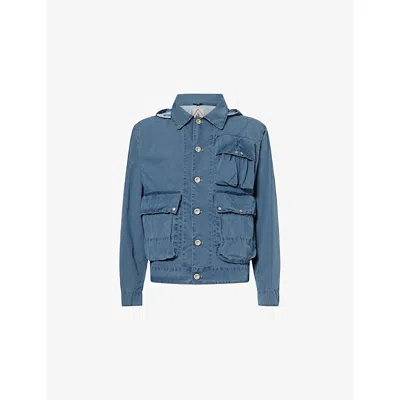 C.p. Company Mens Cp Company 50 Fili Patch-pocket Cotton-blend Jacket In Blue