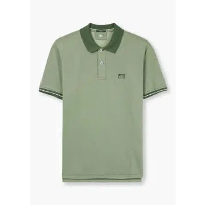 C.P. COMPANY MENS TACTING PIQUET POLO SHIRT IN DUCK GREEN