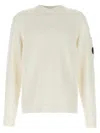 C.p. Company 'diagonal Raised' White Sweatshirt With Lens Motif On The Arm