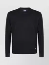 C.p. Company Merino Crew Neck Sweater With Ribbed Hem In Black