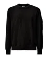 C.p. Company Crew Neck Knit Sweater With Raglan Sleeves And Logo Patch In Black