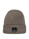 C.p. Company Merino Wool Lens Beanie In Gray