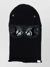 C.p. Company Men Dark Blue Wool Knit Integrated Goggles Snap Button Fastening Ribbed Texture C. In Black