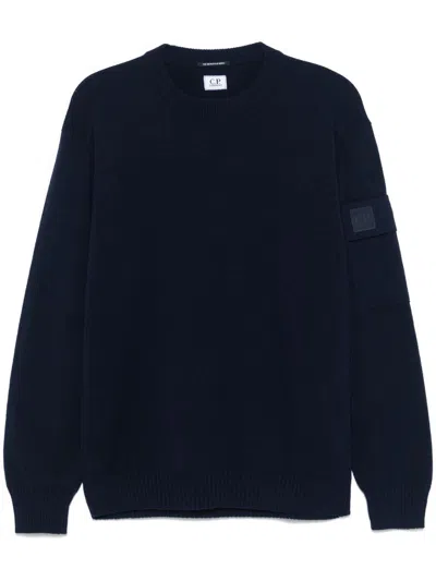 C.p. Company Metropolis Series Extra Fine Merino Wool Crew Neck Knit In 897 Sky Captain