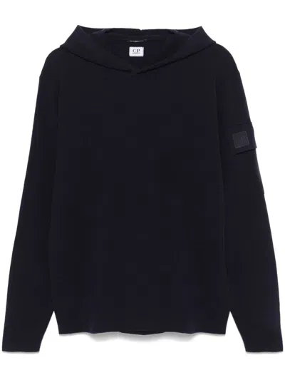 C.p. Company Metropolis Series Extra Fine Merino Wool Hooded Sweatshirt In 897 Sky Captain