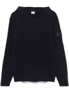 C.p. Company Cp Company Metropolis Series Extra Fine Merino Wool Hooded Sweatshirt In 897 Sky Captain