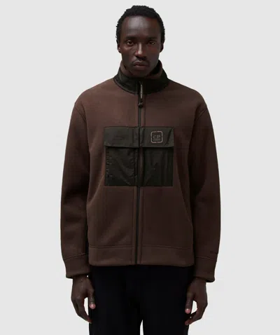 C.p. Company Metropolis Series Polar Fleece Zipped Sweatshirt In Rum Raisin