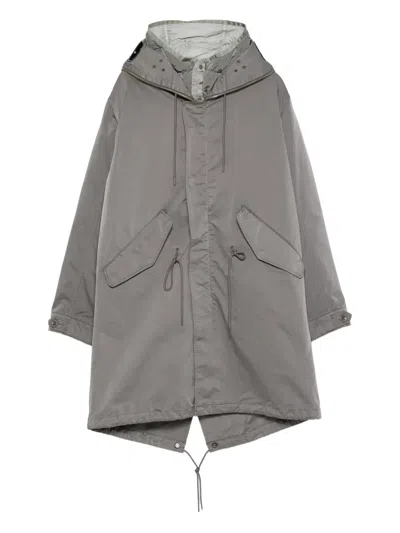C.p. Company Micro Kei Hooded Drawstring Coat In Gray