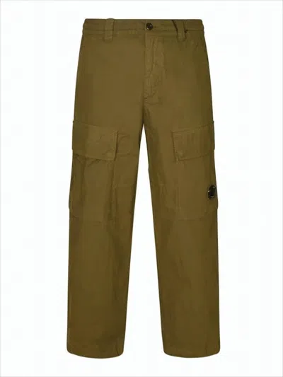 C.p. Company Micro-labs Brown Cargo Pants With Flap Pockets In Green