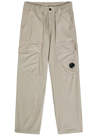 C.p. Company Microreps Cotton Cargo Trousers In Neutral