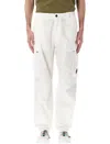 C.p. Company Microreps Drawstring Hem Cargo Pants In White