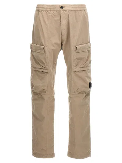 C.p. Company Lens-detail Cargo Tapered Trousers In Beige