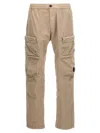 C.p. Company Tailored Mid-rise Straight Pants With Cargo Pockets In Beige