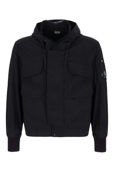 C.p. Company Midnight Blue Nylon Jacket In Black