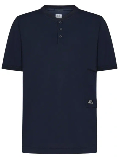 C.p. Company Midnight Blue T-shirt In Cotton Blend Pique In Black