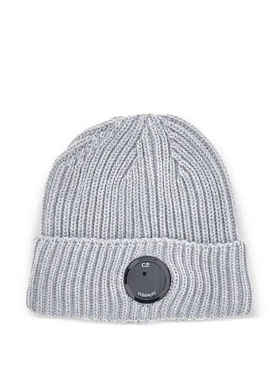 C.p. Company Cp Company Mini Lens Detail Wool Beanie With Stretch Knit Cuff In Gray