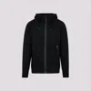 C.p. Company Minimalist Black Hooded Sweatshirt With Unique Opening Detail In Black