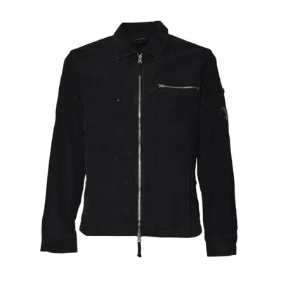 C.p. Company Minimalist Black Jacket With Functional Pockets And Classic Collar