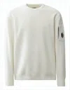C.p. Company Minimalist Cotton Sweater With Distinctive Sleeve Pocket In White