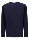 C.p. Company Logo Wool Crewneck Sweater In Blue