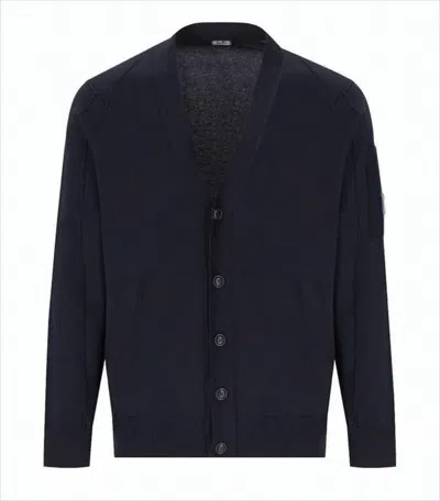 C.P. COMPANY MINIMALIST DEEP V-NECK CARDIGAN WITH BUTTON-DOWN FRONT