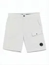 C.p. Company Minimalist White Shorts With Flap Pocket In White