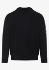 C.p. Company Ribbed Pullover With Sleeve Pocket And Cuffs In Black