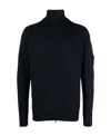 C.p. Company Blue Jacket With High Neck And Logo Plaque On The Sleeve In Wool Blend Man In Multi