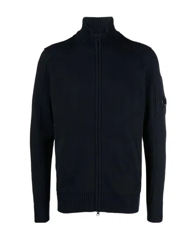 C.p. Company Knitwear Cardigan In Lambswool Grs In Blue