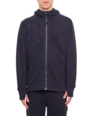 C.p. Company Modern Blue Zip-up Sweatshirt With Visor Hood Detail