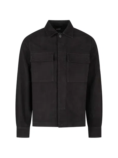 C.p. Company Moleskin Overshirt In Black
