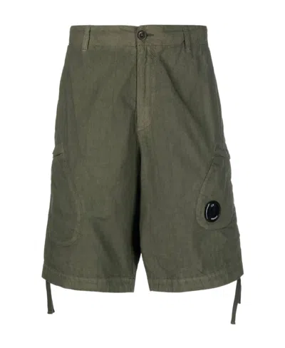 C.p. Company Multi-pocket Cotton Bermuda Shorts In Green