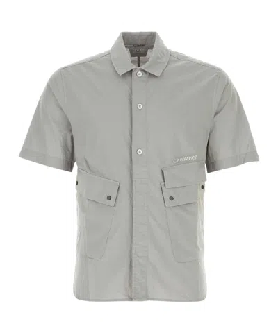 C.p. Company Multi-pocket Cotton Shirt In Gray