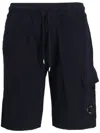 C.p. Company C.p.company Light Fleece Lens Shorts In Navy Blue
